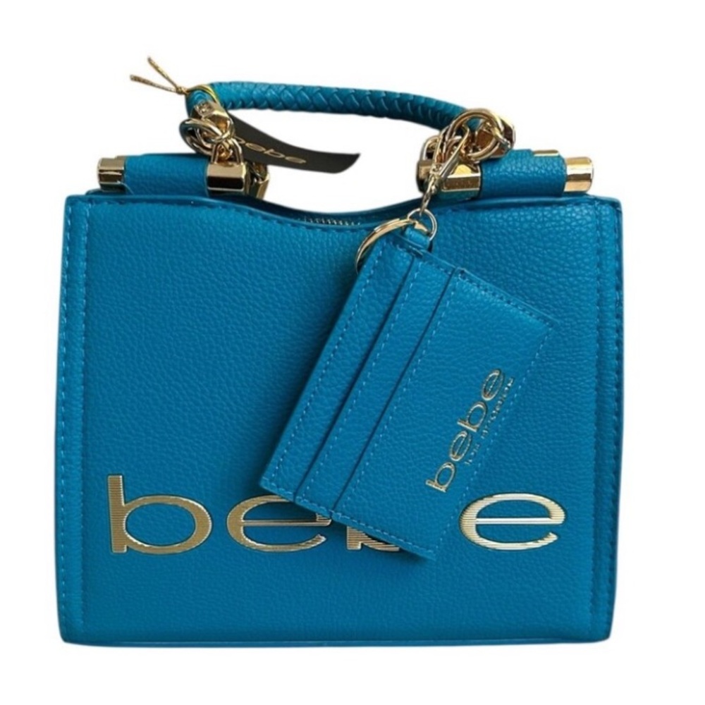 Bebe Los Angeles Fabiola Top Handle Crossbody Bag Purse Blue Card Holder NWT